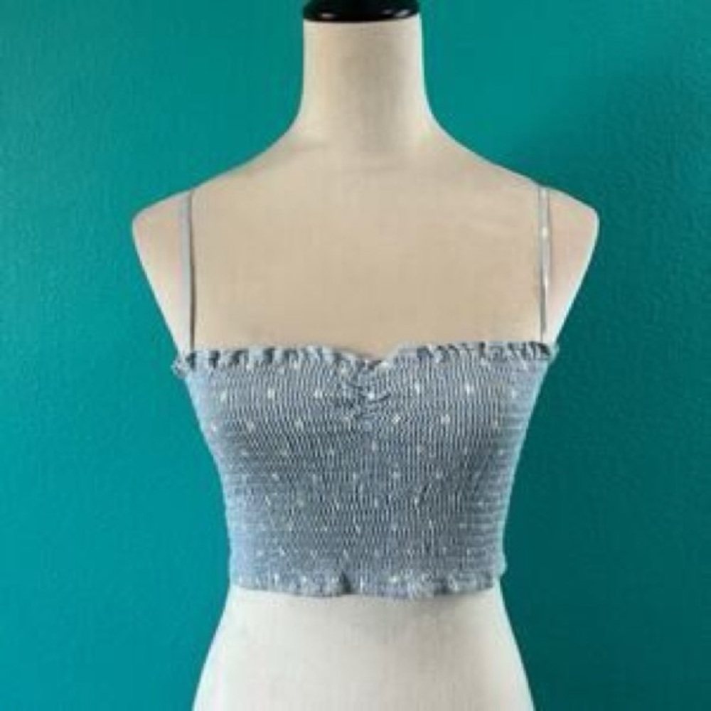 Reformation Polka Dot Linen Smocked Tank Top